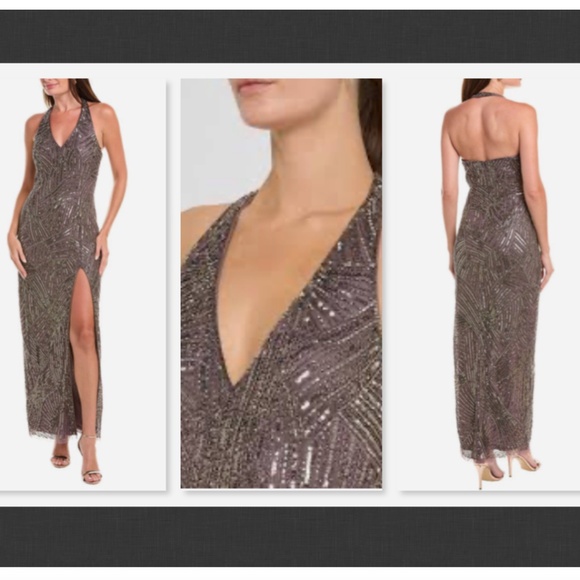 dress with beads Primavera Beaded-Fringe Long Prom Dress 4111 Peacock / 000